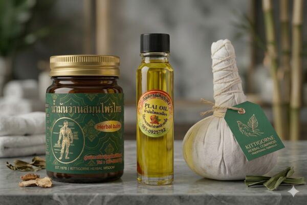 เซตสมุนไพรสามเกลอ, ลูกประคบสมุนไพร, ยาหม่องสมุนไพร, น้ำมันว่านสมุนไพร